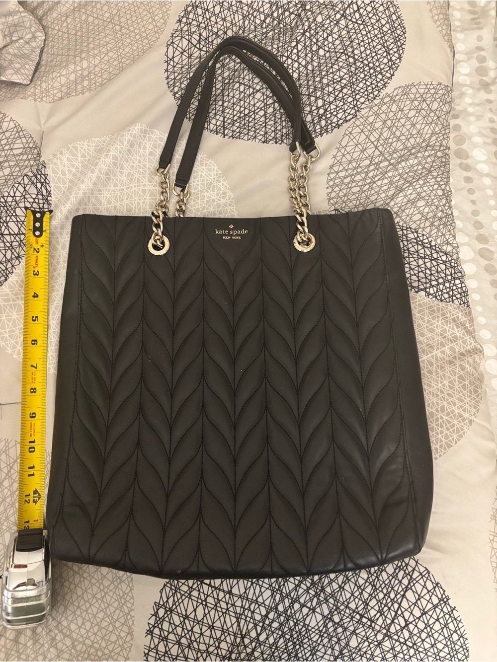 kate spade Quilted Leather Tote with Chain Handles - Black